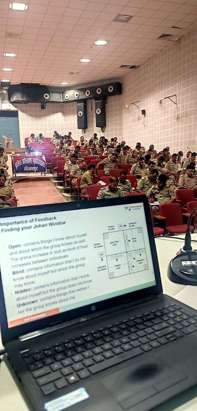 Police officers during a self-awareness session of the Leadership Development Program