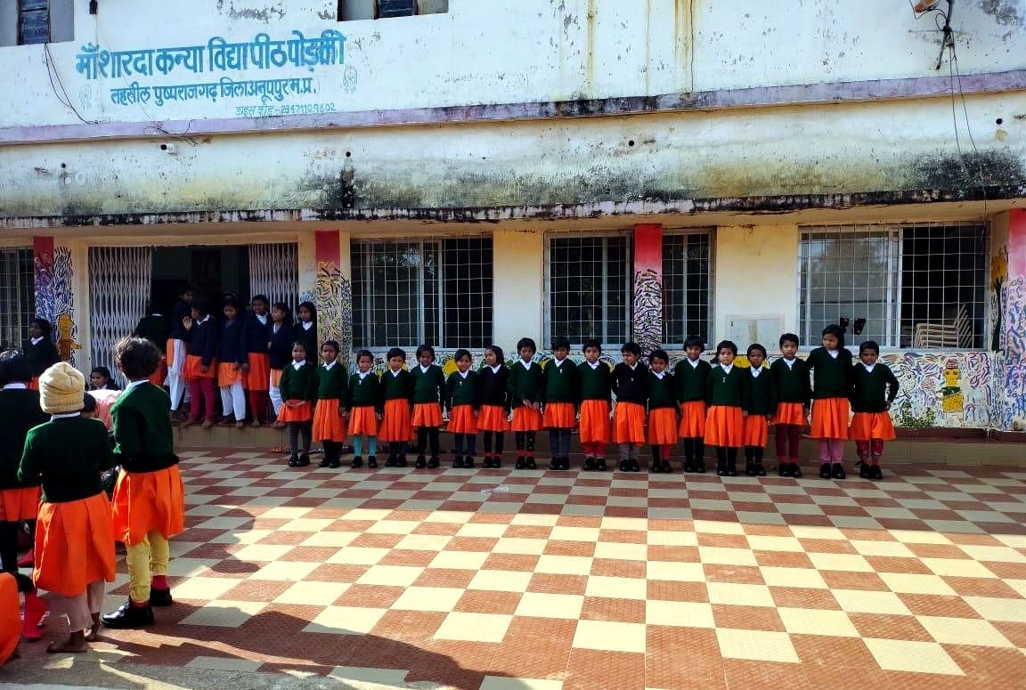 Students at a girls school in Anuppur, Madhya Pradesh
